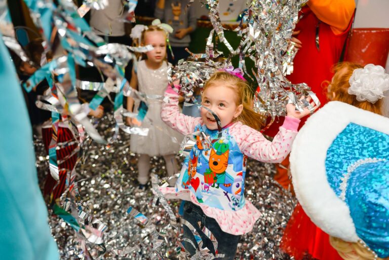 Girl playing with tinsel
