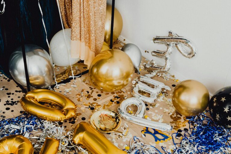 Party streamers on the floor