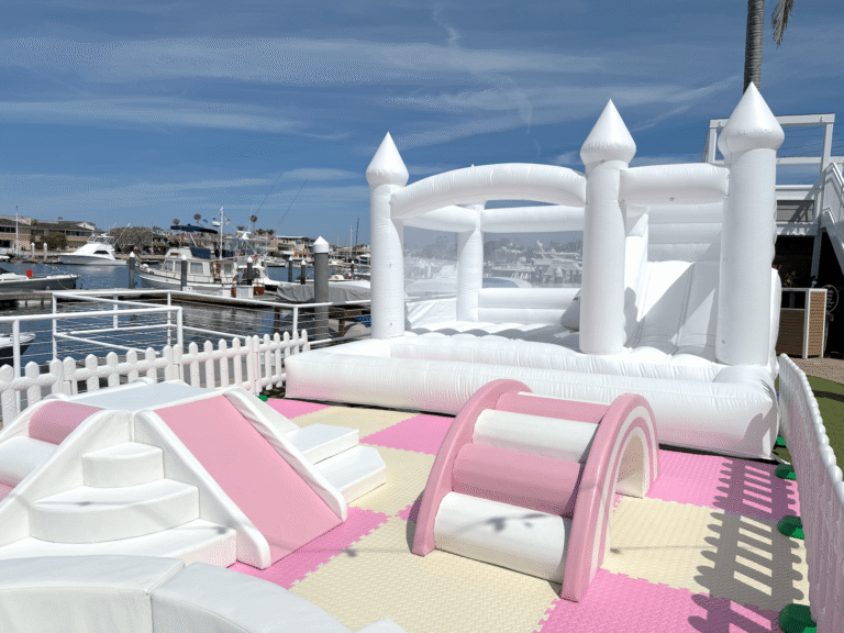 White Bounce House with Pink Soft Play