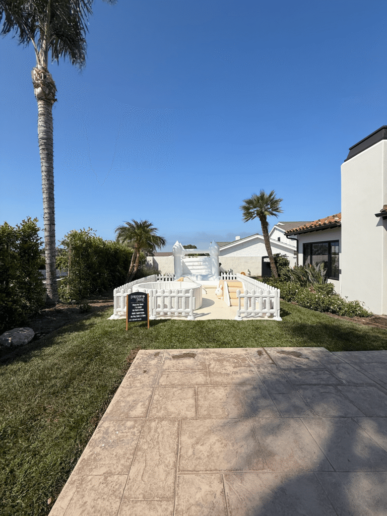 Garden Bunny First Birthday Party in Capistrano Beach 5 Soft Play Set in courtyard